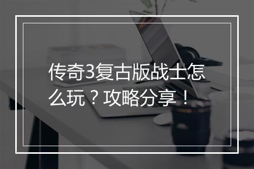 传奇3复古版战士怎么玩？攻略分享！