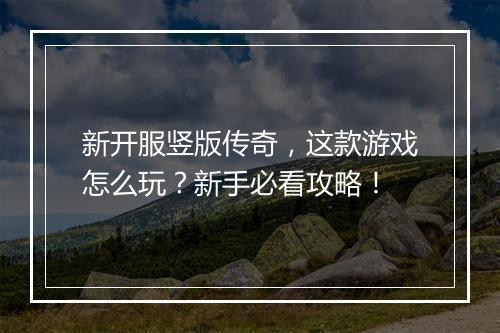新开服竖版传奇，这款游戏怎么玩？新手必看攻略！