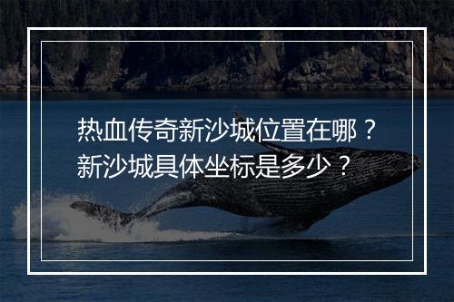 热血传奇新沙城位置在哪？新沙城具体坐标是多少？