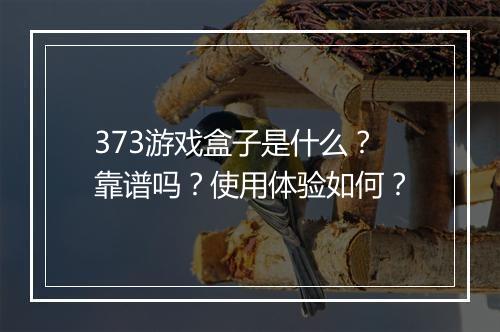 373游戏盒子是什么？靠谱吗？使用体验如何？