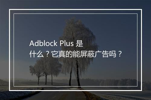 Adblock Plus 是什么？它真的能屏蔽广告吗？