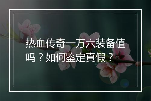 热血传奇一万六装备值吗？如何鉴定真假？