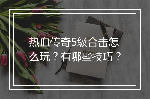 热血传奇5级合击怎么玩？有哪些技巧？
