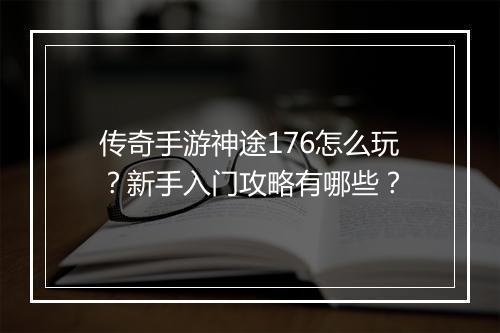 传奇手游神途176怎么玩？新手入门攻略有哪些？