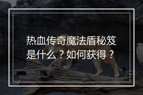 热血传奇魔法盾秘笈是什么？如何获得？