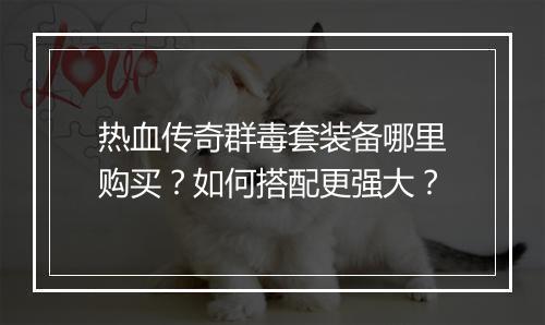 热血传奇群毒套装备哪里购买？如何搭配更强大？