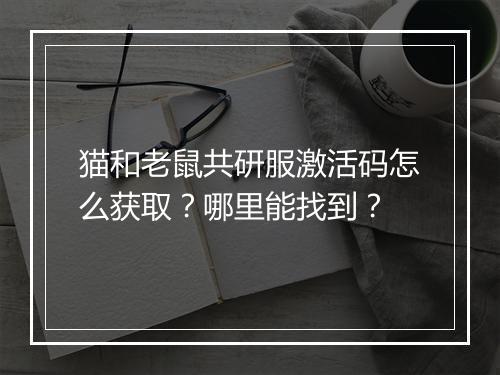 猫和老鼠共研服激活码怎么获取？哪里能找到？