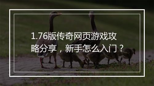 1.76版传奇网页游戏攻略分享，新手怎么入门？