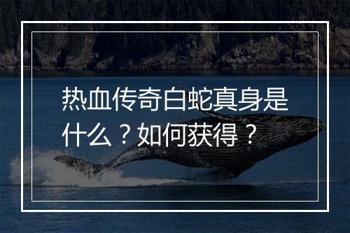热血传奇白蛇真身是什么？如何获得？