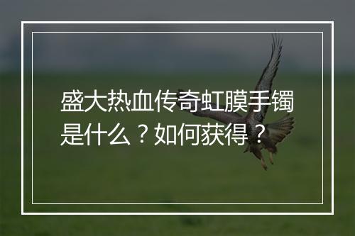 盛大热血传奇虹膜手镯是什么？如何获得？