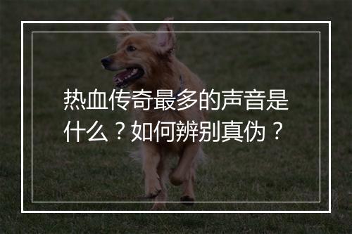 热血传奇最多的声音是什么？如何辨别真伪？