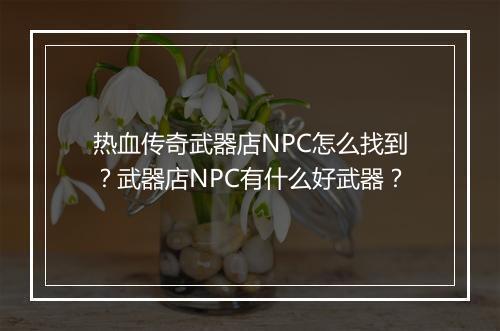 热血传奇武器店NPC怎么找到？武器店NPC有什么好武器？