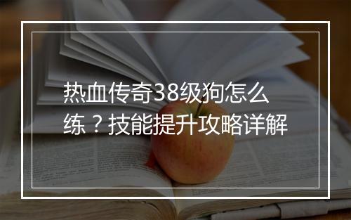 热血传奇38级狗怎么练？技能提升攻略详解