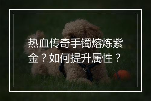 热血传奇手镯熔炼紫金？如何提升属性？