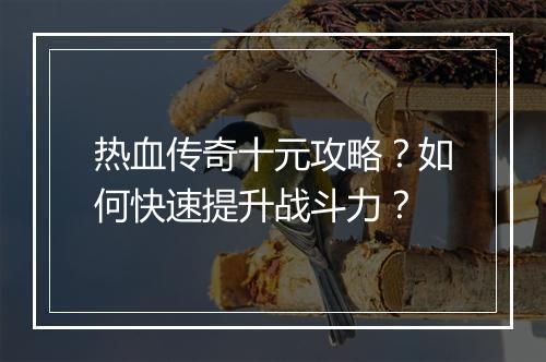 热血传奇十元攻略？如何快速提升战斗力？