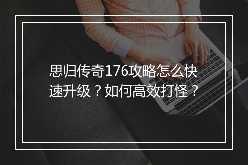 思归传奇176攻略怎么快速升级？如何高效打怪？