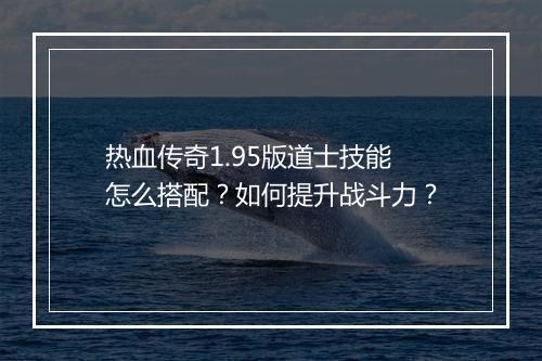 热血传奇1.95版道士技能怎么搭配？如何提升战斗力？
