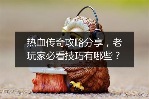 热血传奇攻略分享，老玩家必看技巧有哪些？
