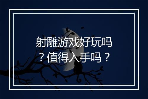 射雕游戏好玩吗？值得入手吗？