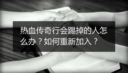 热血传奇行会踢掉的人怎么办？如何重新加入？