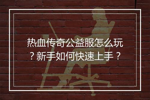 热血传奇公益服怎么玩？新手如何快速上手？