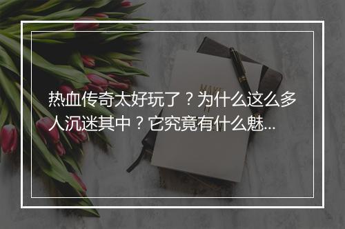 热血传奇太好玩了？为什么这么多人沉迷其中？它究竟有什么魅力？