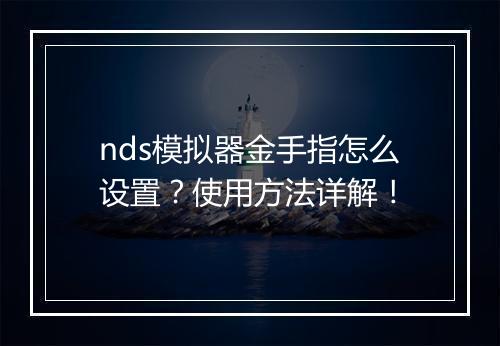 nds模拟器金手指怎么设置？使用方法详解！