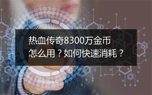 热血传奇8300万金币怎么用？如何快速消耗？