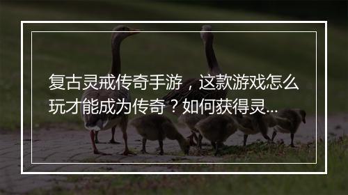 复古灵戒传奇手游，这款游戏怎么玩才能成为传奇？如何获得灵戒？