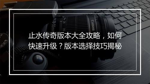 止水传奇版本大全攻略，如何快速升级？版本选择技巧揭秘