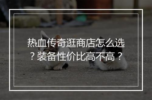 热血传奇逛商店怎么选？装备性价比高不高？