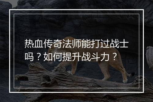 热血传奇法师能打过战士吗？如何提升战斗力？