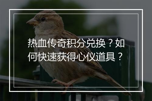 热血传奇积分兑换？如何快速获得心仪道具？
