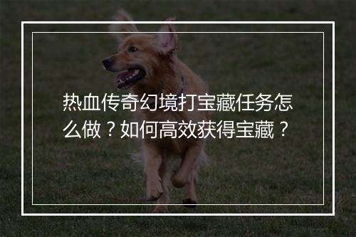 热血传奇幻境打宝藏任务怎么做？如何高效获得宝藏？