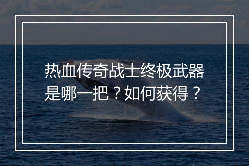 热血传奇战士终极武器是哪一把？如何获得？