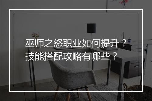 巫师之怒职业如何提升？技能搭配攻略有哪些？