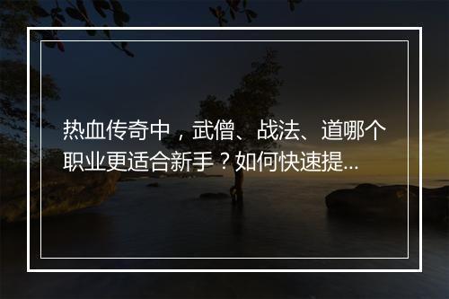 热血传奇中，武僧、战法、道哪个职业更适合新手？如何快速提升实力？