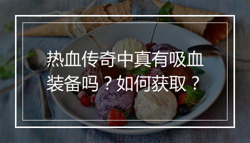 热血传奇中真有吸血装备吗？如何获取？