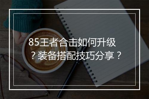 85王者合击如何升级？装备搭配技巧分享？
