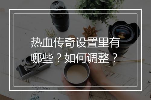 热血传奇设置里有哪些？如何调整？