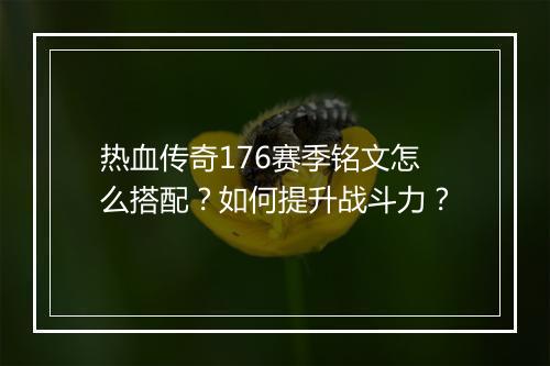热血传奇176赛季铭文怎么搭配？如何提升战斗力？