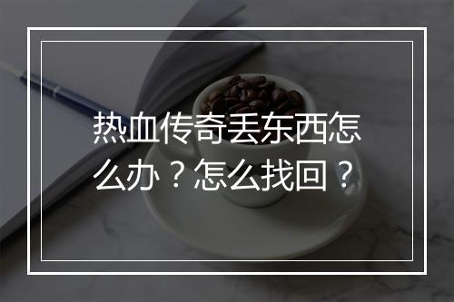 热血传奇丢东西怎么办？怎么找回？
