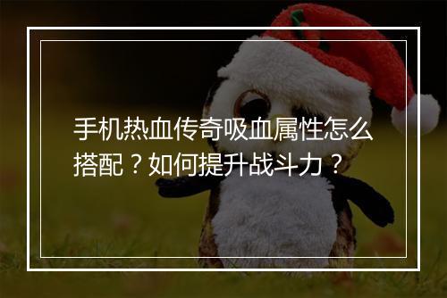 手机热血传奇吸血属性怎么搭配？如何提升战斗力？