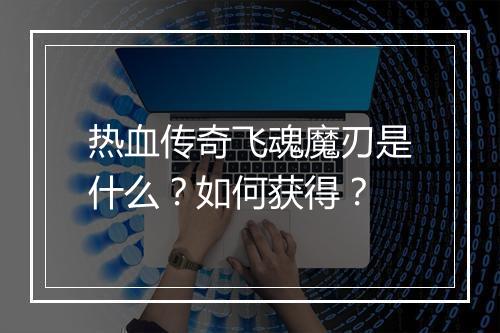 热血传奇飞魂魔刃是什么？如何获得？
