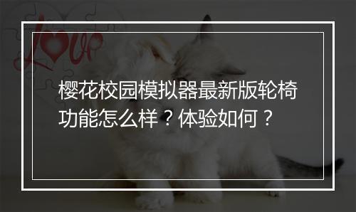 樱花校园模拟器最新版轮椅功能怎么样？体验如何？