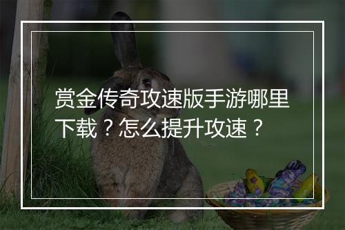 赏金传奇攻速版手游哪里下载？怎么提升攻速？