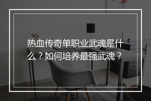热血传奇单职业武魂是什么？如何培养最强武魂？