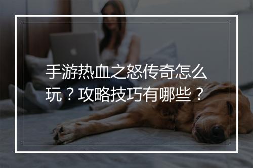 手游热血之怒传奇怎么玩？攻略技巧有哪些？