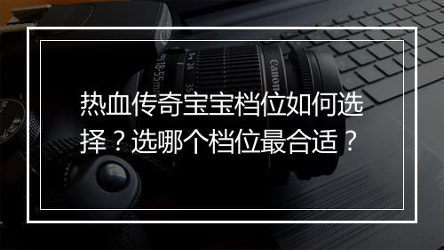 热血传奇宝宝档位如何选择？选哪个档位最合适？
