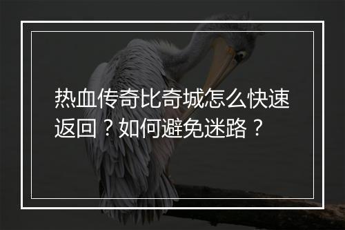 热血传奇比奇城怎么快速返回？如何避免迷路？